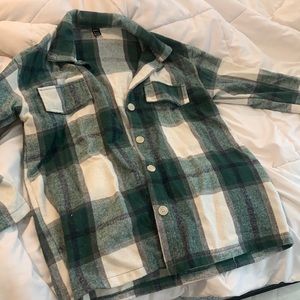 Green plaid flannel shacket